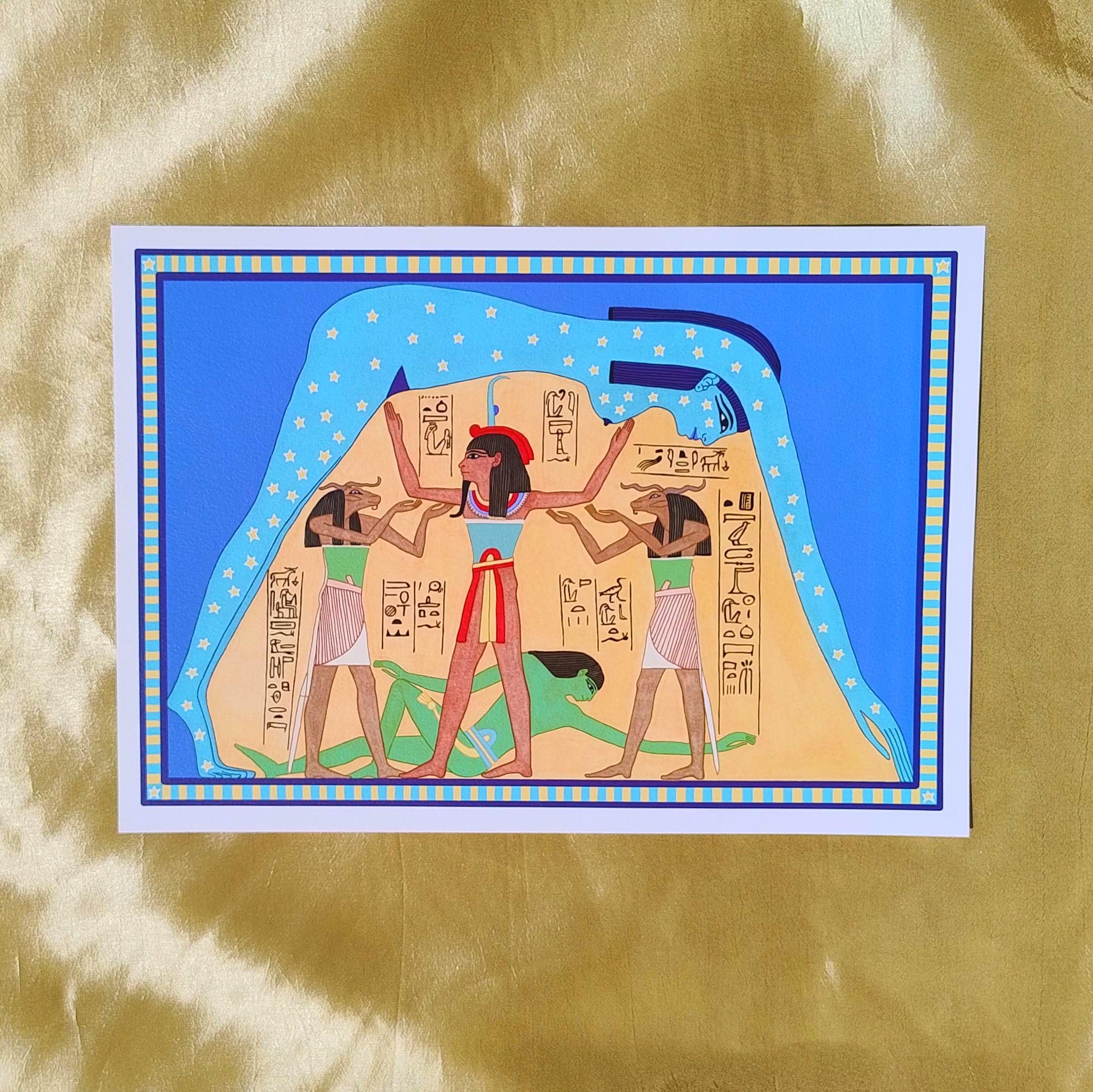 古代エジプト美術版画：天空の女神ヌト、グリーンフィールド・パピルス