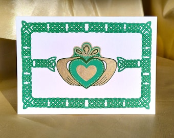 Celtic Knot Irish Claddagh Greetings Card - Valentine's Day - Wedding - Engagement - Anniversary - Personalised Option