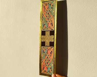 Lindisfarne Gospels Large Bookmark - Early Medieval Art Illuminated Manuscript - Celtic Cross Knotwork - Plastic-Free Gift
