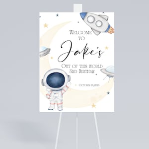 Editable Space Birthday Welcome Sign: Astronaut Party Decor (Digital Download)