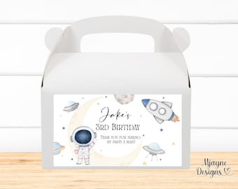Editable Astronaut Birthday Box Label Template (Digital Download)