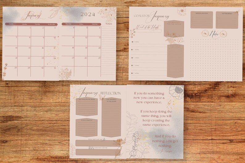 2024 Intentional Year Planner, Printable Monthly Planner and Habit