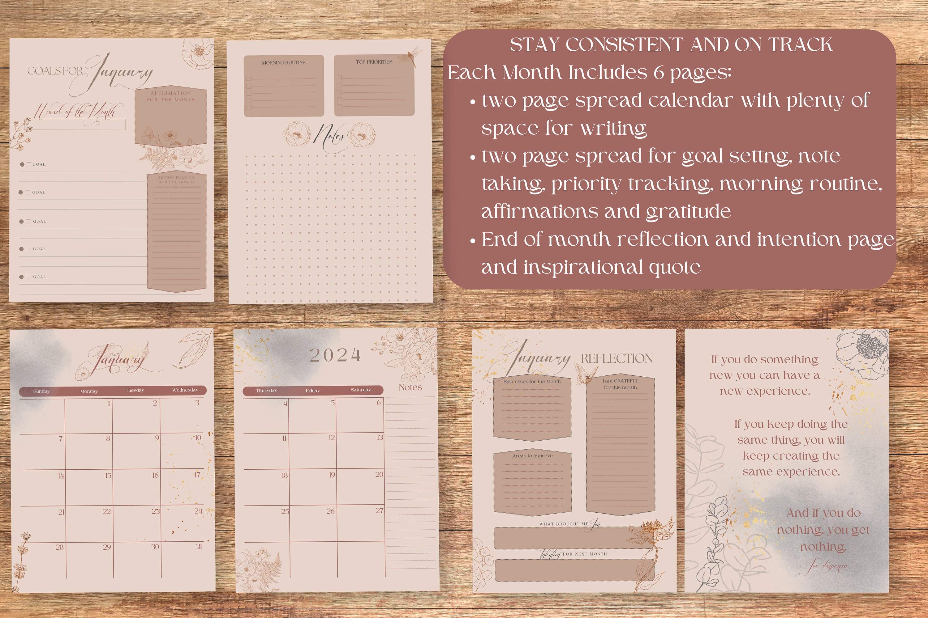 2024 Intentional Year Planner, Printable Monthly Planner and Habit