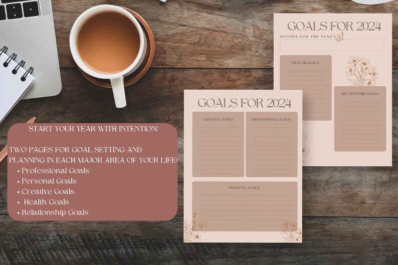 2024 Intentional Year Planner, Printable Monthly Planner and Habit