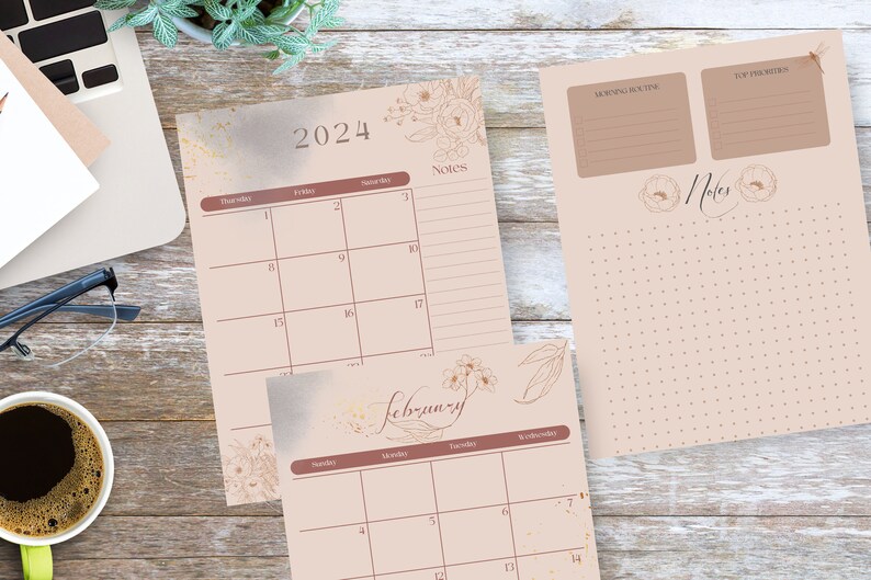 2024 Intentional Year Planner, Printable Monthly Planner and Habit