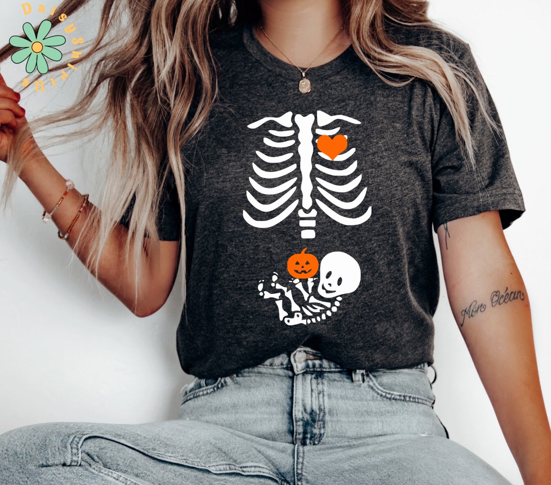 Skeleton Maternity Halloween Shirt Pregnant Skeleton Shirt Etsy