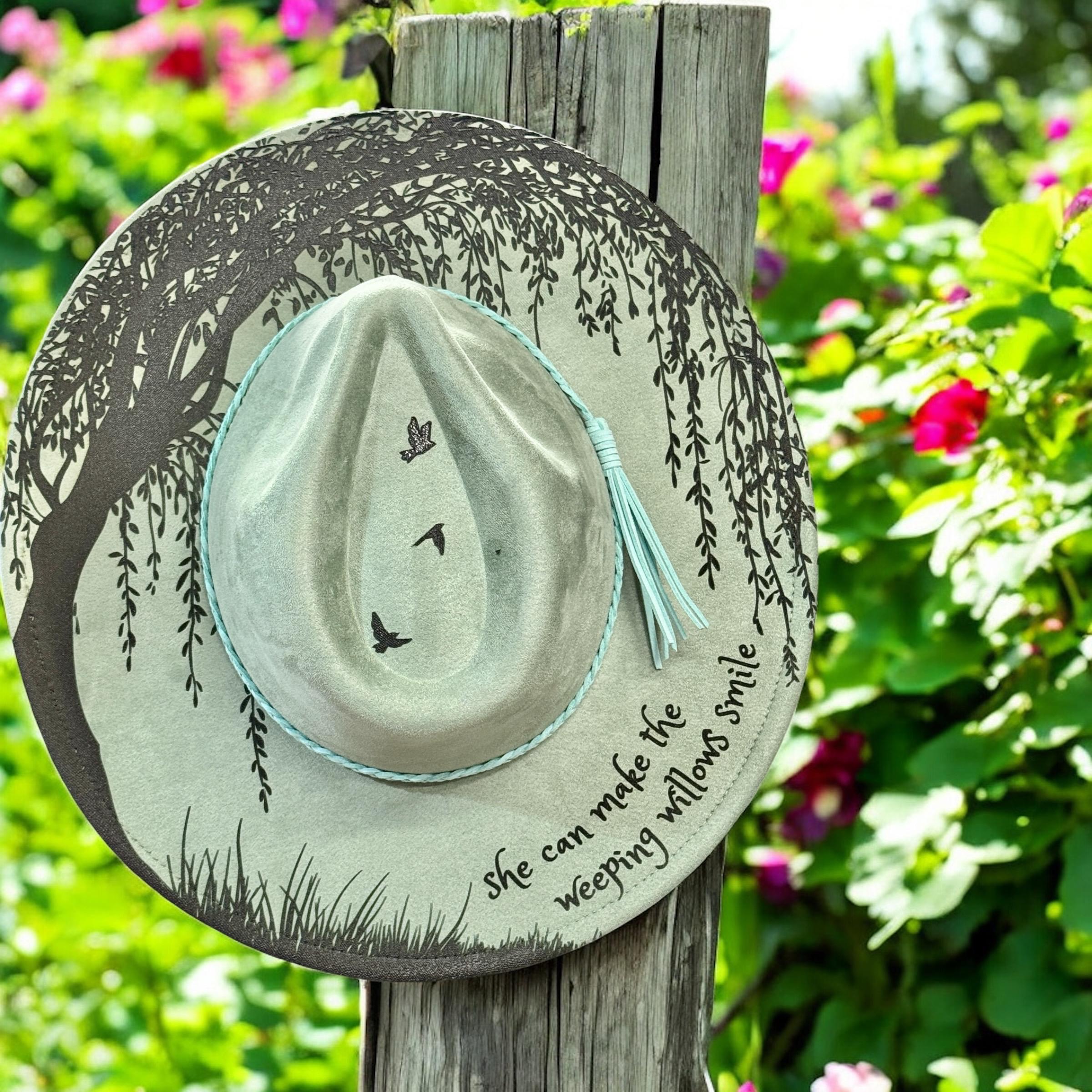 Laser Engraved Vegan Suede Rancher Hat - Custom Design - Etsy display picture 2
