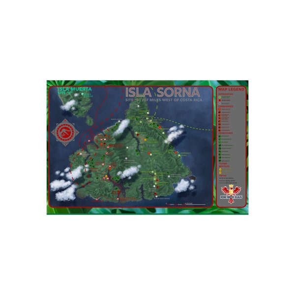 Isla Sorna Map | Jurassic Park Lost World | Jurassic Park 3 | Movie Map