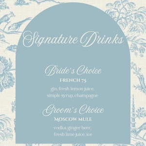 Blue Chinoiserie Signature Drinks (french 75 & moscow mule)