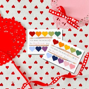 Druckbare Valentinstagskarte für Kinder, Du machst die Welt bunt, Aquarell, Kunst, Malerei, Geschlecht Neutral Valentinstag Karten SOFORTIGER DOWNLOAD