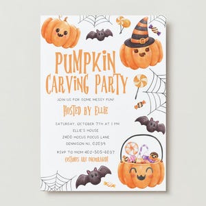 Printable Kids Pumpkin Carving Party Invitation, Halloween Party Invitation, INSTANT DOWNLOAD