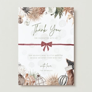 Afdrukbare kerstfeest dank u kaart, witte olifant dank u kaart, Merry Little Christmas Party dank u kaart, INSTANT DOWNLOAD