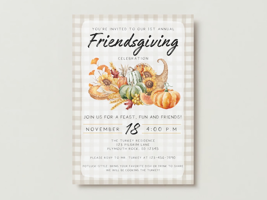 Printable Friendsgiving Invitation Friendsgiving Potluck Dinner