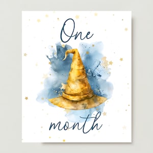 Cartes d'étapes imprimables Baby Harry Wizard pour filles garçons, cartes d'étapes importantes d'illustration aquarelle, téléchargement immédiat