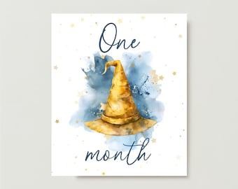 Watercolor Wizard Baby Milestone Cards (Digital Download)