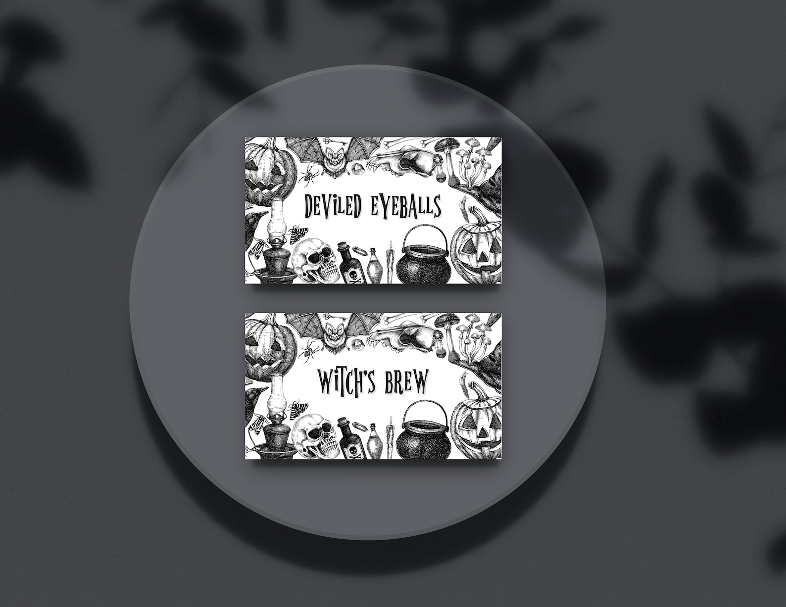 Printable Gothic Halloween Buffet Cards Spooky Place Cards INSTANT DOWNLOAD