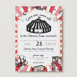 Printable Carnival Birthday Invitation, Circus Theme Party Invite, Editable Kids Birthday Invite, Fun Fair, INSTANT DOWNLOAD