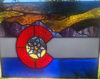 Colorado Flag Stained Glass Panel