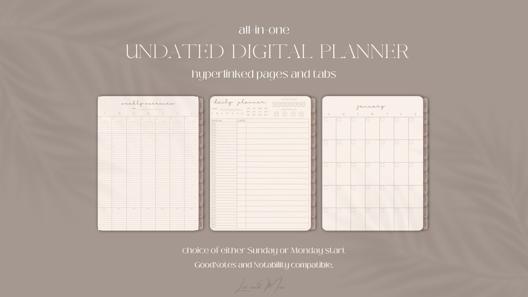 Minimalist Undated Digital Daily iPad Planner 2024, Goodnotes ...