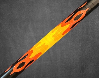 Flame Wiffle Ball Bat – Black with Orange & Yellow Fire Design