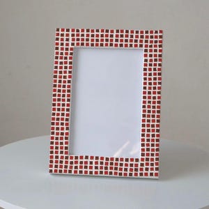 Handmade Mosaic Picture Frame – 360 Ceramic Tiles – Unique Photo Frame – Red Mosaic Art – One-of-a-Kind Gift – Handmade Home Decor