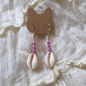 Cute Cowrie Shell Earrings | Cowrie Shell Jewelry | Handmade Beach Earrings | Boho Summer Jewelry