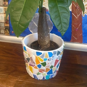 Handmade Colorful Mosaic Planter – Unique Decorative Pot
