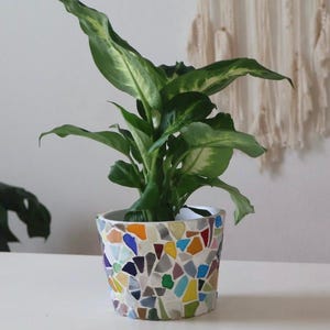 Handmade Colorful Mosaic Planter – Unique Decorative Pot
