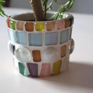 Little Handmade Mosaic Flower Pot – Colorful Tile Planter – Unique Decorative Plant Pot – Gift for Plant Lovers – One-of-a-Kind Home Decor