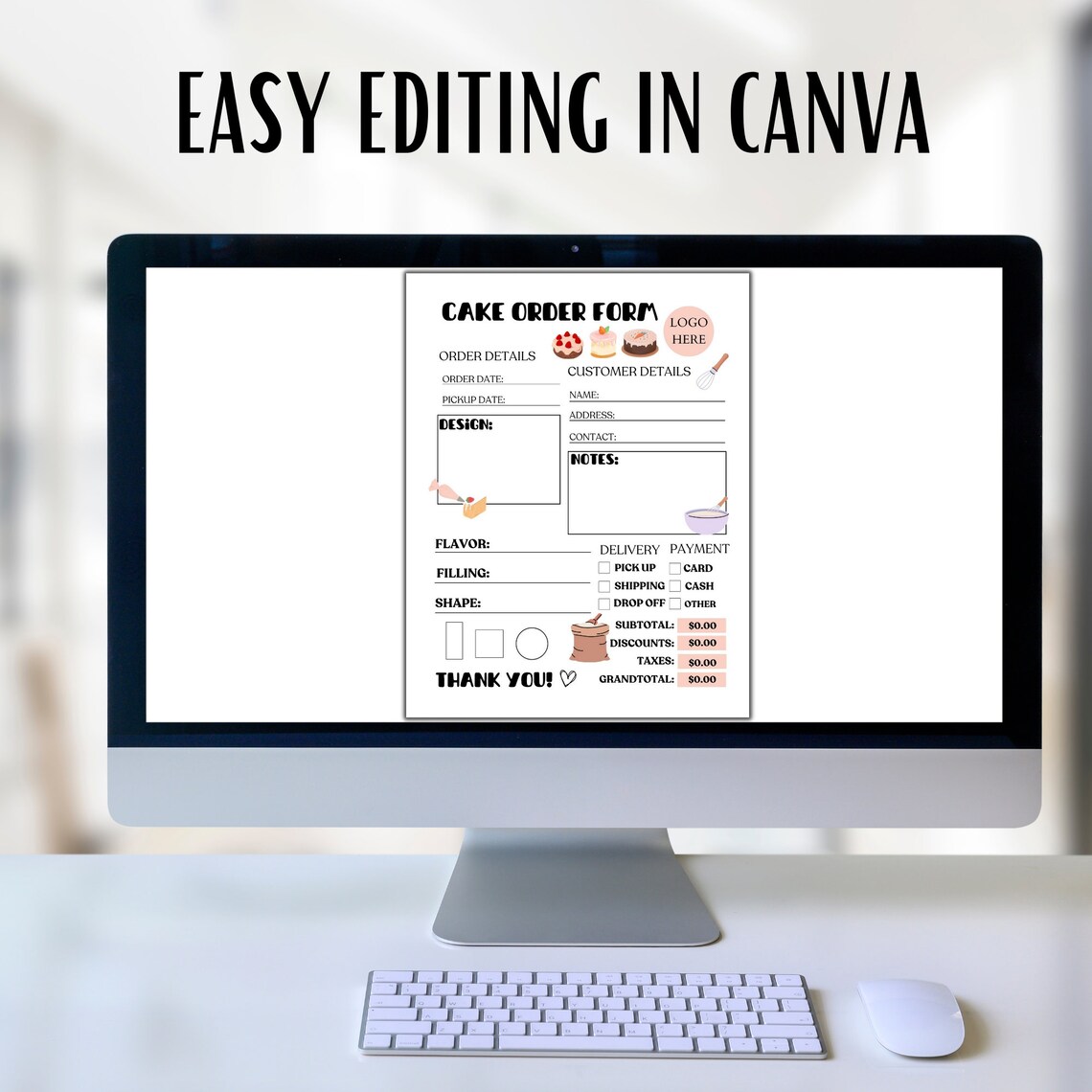 Editable Cake Order Form Template Custom Bakery Order Form Printable ...