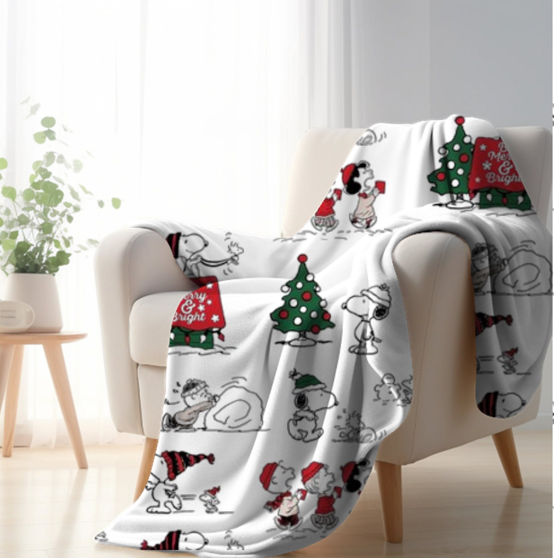 Snoopy Christmas Plush Throw Blanket sold by Essy_Mushy SKU 94531205 Printerval