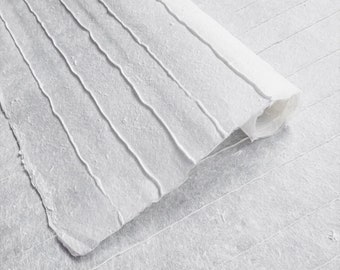 Handmade Stripe Marking Kozo Paper (White) - Thai Mulberry Paper by Kozo Studio
