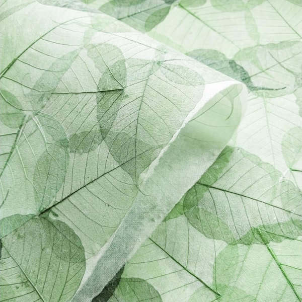Handmade Buddha Leaf Kozo Paper (Green) - Thai Mulberry Paper by Kozo Studio