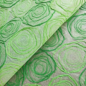 Papier Kozo Washi fait main Rose (vert et vert clair) - Papier mûrier thaïlandais par Kozo Studio