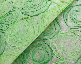 Handmade Rose Kozo Washi Paper (Green and Light Green) - Thai Mulberry Paper by Kozo Studio