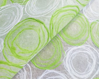 Handgemaakt Rose Kozo-papier (groen en wit) - Thais moerbeipapier van Kozo Studio
