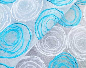 Handgemaakt Rose Kozo-papier (lichtblauw en wit) - Thais moerbeipapier van Kozo Studio