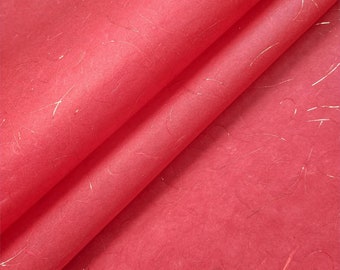 Golden Tinsel Unryu Kozo Paper (Cherry Red) - Thai Mulberry Paper by Kozo Studio