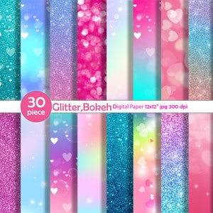 Niedliches Rosa Glitter Digitales Papier,Bokeh Herz,Prinzessin Glitter,Rosa Ombre Digital,Glitzer Bandana Muster,Rosa Konfetti Muster,Rosa Geburtstag