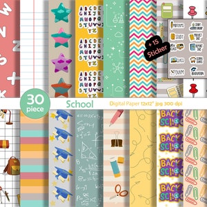 Sale Back to School Digital Paper,School Backgrounds, School Sticker,Binder Cover, Teacher Educator,Teacher Graphics College,Student Pattern