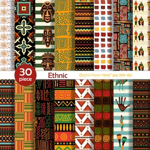 African Digital Paper,Ethnic Pattern,African Scrapbook Paper,Kwanzaa Pattern,African Background,Aztec Pattern,Traditional African Pattern