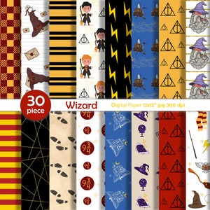 Sale Wizard digitaal papier, Magic Digi Paper Pack, Wizard School, toverstaf, Wizard World, Harry Potter digitaal papier, tovenaarspatroon, Witch Paper