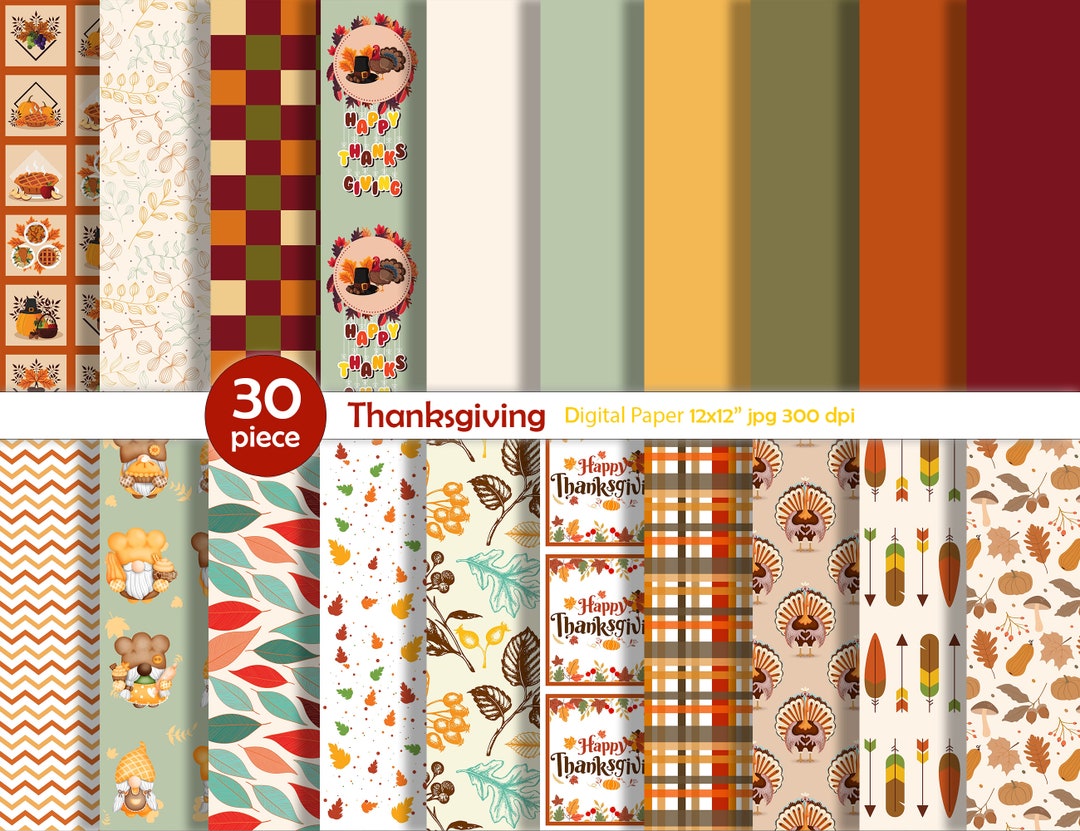 Thanksgiving Digital Paper Pack, Autumn Scrapbook Pages (digital ...