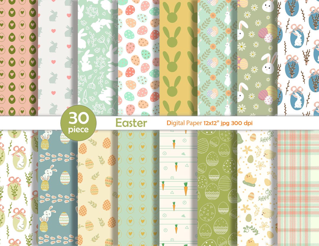 Easter Digital Paper Set, Bunnies and Eggs (digital Download) - Etsy UK