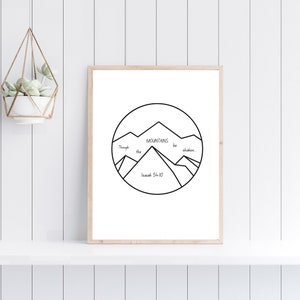Printable bible verse art &quot;Though the mountains be shaken&quot; Isaiah 54:10