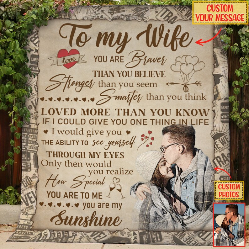 Personalized to My Wife Blanket, Custom Photo Blanket for Wife From