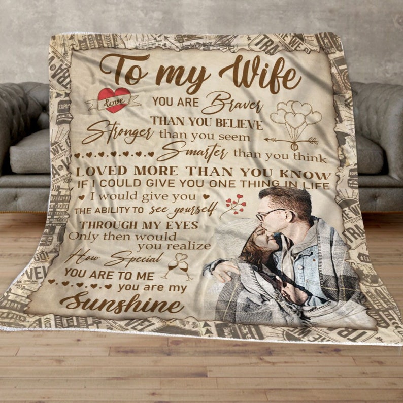 Personalized to My Wife Blanket, Custom Photo Blanket for Wife From
