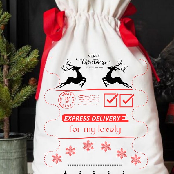 Étiquette postale de Noël SVG, PNG, christmas, cadeau, fête, téléchargement numérique