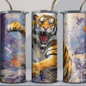 Tiger Tumbler Wrap png | 20 oz tumbler wrap |  | 20 oz Skinny Tumbler Sublimation Template | Digital DOWNLOAD  |back to school