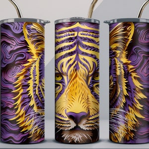 Tigers Tumbler Wrap png  | 20 oz tumbler wrap | PNG | 300 DPI  | 20 oz Skinny Tumbler Sublimation Template | Digital DOWNLOAD | Tigers